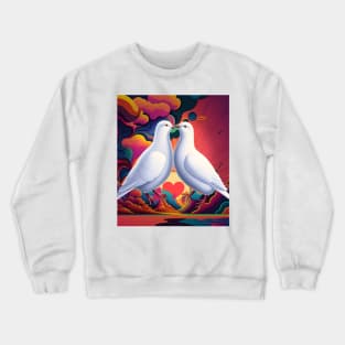 Pride: Dove Love No. 3 on a groovy retro-style rainbow-colored background Crewneck Sweatshirt